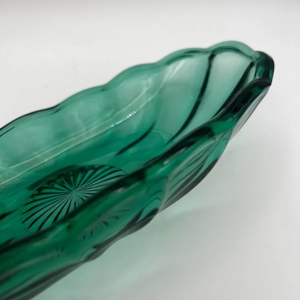 Vintage Anchor Hocking Emerald Green Banana Split Dish Fountainware Dessert Bowl